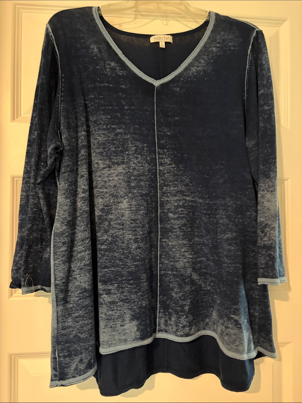 Habitat Navy Blue V-Neck Long Sleeve Tunic with Light Blue Trim